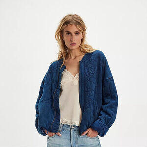 Free People Rose Zip-Up Sweatshirt Jacket Size L